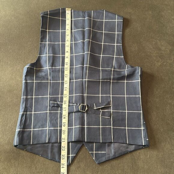 Men’s Blue Check Plaid 3 Piece Suit One Button Peak Lapel 30 Jacket 29 Pants NEW - Picture 16 of 16